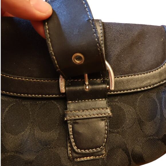 Coach Signature C Canvas Leather Wallet Black Buckle Clutch LO4M-1894 Americana - Picture 6 of 9